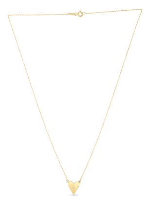 14K Gold Diamond Elongated Heart Necklace
