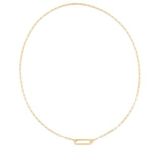 14K Elongated Link Push-lock Necklace