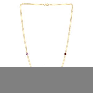 14K Multi Gemstone Curb Chain Necklace