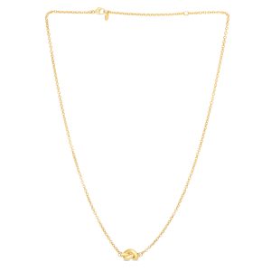 14K Gold Polished Puffed Love Knot Necklace