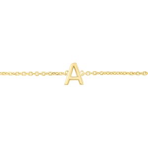 14K Mini Initial A Bracelet