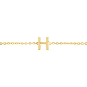 14K Mini Initial H Bracelet