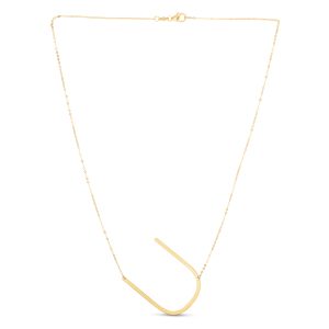 14K Gold Large Initial U Necklace