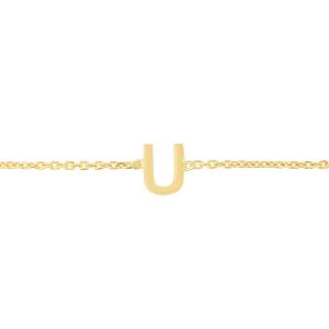 14K Mini Initial U Bracelet