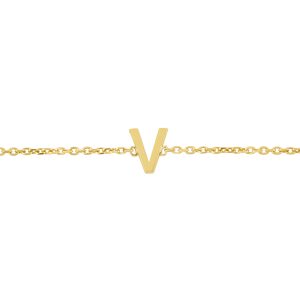 14K Mini Initial V Bracelet