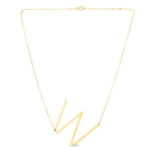 14K Gold Large Initial W Necklace