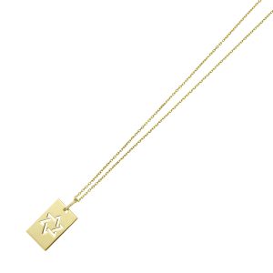 14K Gold Star of David Tag Necklace