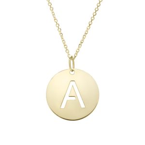 14K Gold Disc Initial A Necklace