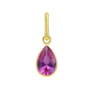 14K Pear Pink Sapphire Charm
