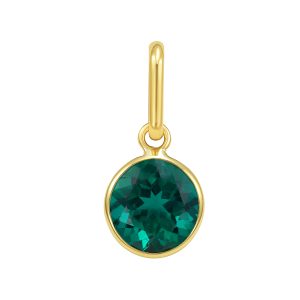 14K Round Emerald Charm