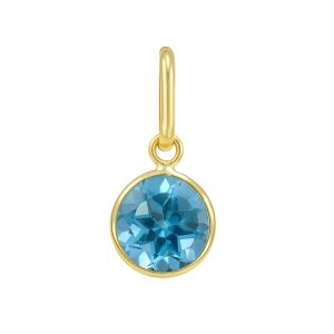 14K Round Blue Topaz Charm