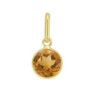 14K Round Citrine Charm