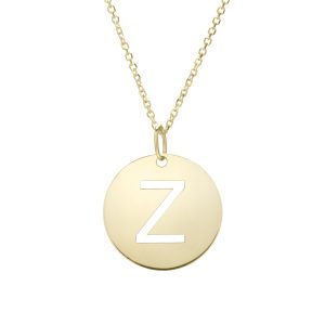 14K Gold Disc Initial Z Necklace
