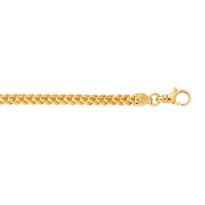 14K Gold 8.75" 4.4mm Semi-Solid Square Franco Chain