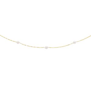14K Gold Pearl Station Necklace