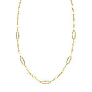 14K DiamonOro Paperclip Necklace