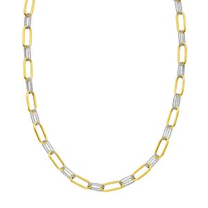 14K Two-tone Diamante Paperclip Chain