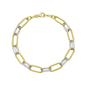 14K Two-tone Diamante Paperclip Chain