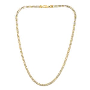 14K Gold 8.25" 4.25mm Two-Tone Fancy Ice Chain
