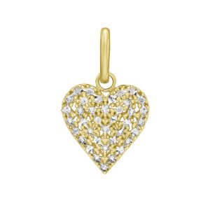 14K DC Pave Heart Charm