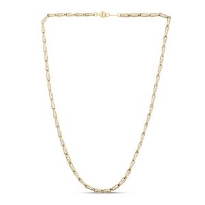 14K Two-tone Diamond Cut Link Chain