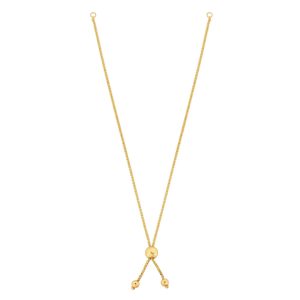 10K Gold Round Wheat Chain with Ball Slide Friendship Bracelet