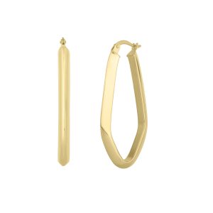 10K Geometric Oval Hoop Earring