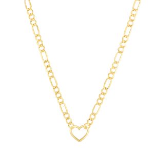 10K Heart Figaro Chain Necklace