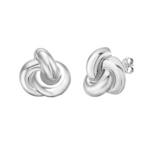 Silver Puffed Knot Earrings