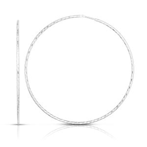 Silver 60mm Diamond Cut Endless Hoop Earring