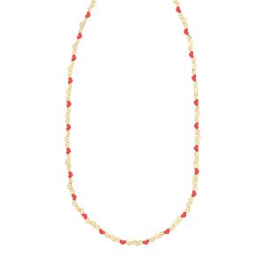 Gold Over Silver Enamel Hearts Chain Necklace