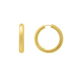 Gold Over Silver Round Snap Clasp Hoops