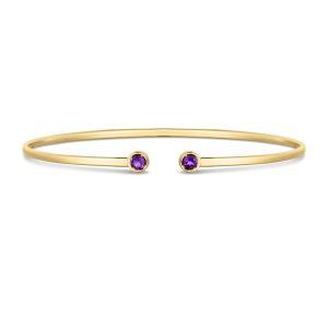 14K Amethyst Open Cuff Bangle