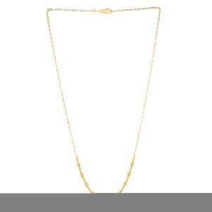 14K Gold Bead Paperclip Necklace