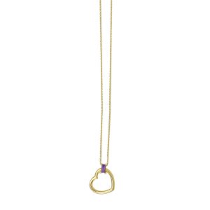 14K Baguette Gemstone Heart Necklace