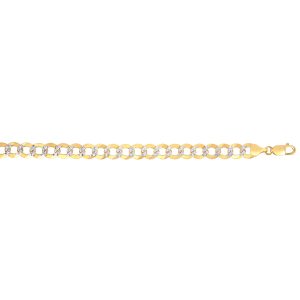 14K Gold 12.18mm White Pave Curb Chain