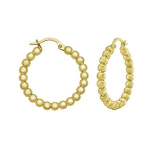 14K Medium Bead Hoops