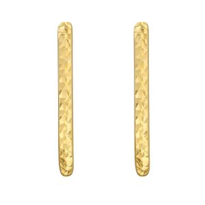 14K Gold Textured Oval Hoops