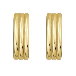 14K Gold Triple Row Oval Hoops