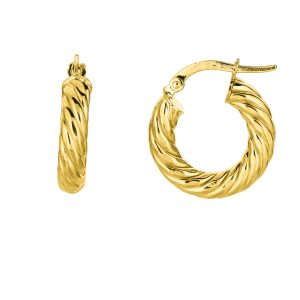 14K Gold Small Twist Hoop Earring