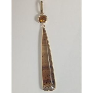 14K Yellow Gold Montana Agate/Orange Montana Sapphire Pendant