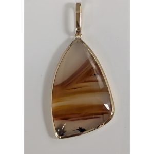 14K Yellow Gold Montana Agate Pendant