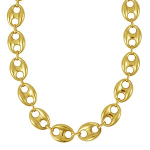 14K Gold 16mm Puffed Mariner Link Bracelet