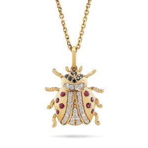 14K Yellow Gold Ruby/Diamond Ladybug Pendant