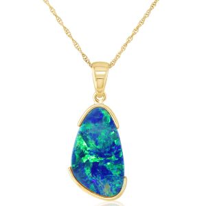 14K White Gold Australian Opal Doublet Pendant