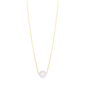 14K Pearl Necklace Solitaire