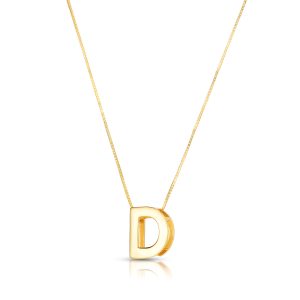 14K Gold Block Letter Initial D Necklace