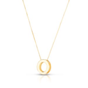 14K Gold Block Letter Initial O Necklace