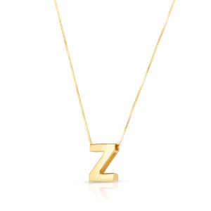14K Gold Block Letter Initial Z Necklace