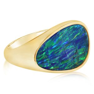 14K Yellow Gold Australian Opal Doublet Ring